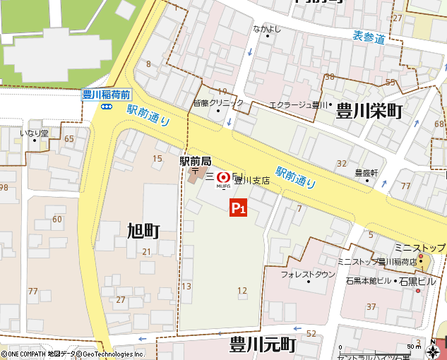 豊川支店付近の地図
